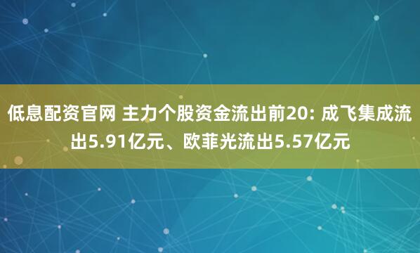 低息配资官网 主力个股资金流出前20: 成飞集成流出5.91亿元、欧菲光流出5.57亿元
