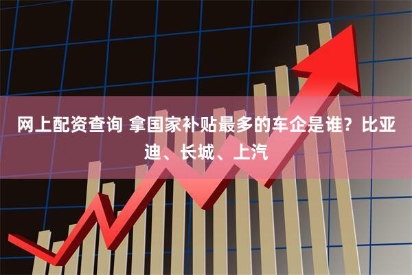 网上配资查询 拿国家补贴最多的车企是谁？比亚迪、长城、上汽
